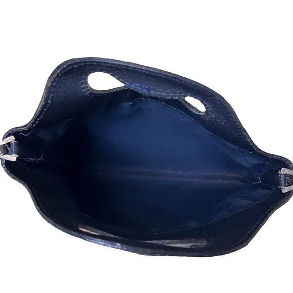 Gucci • RARE Vintage GG Web Monogram Navy PVC Leather Purse Tote Bag Handbag - Picture 13 of 16